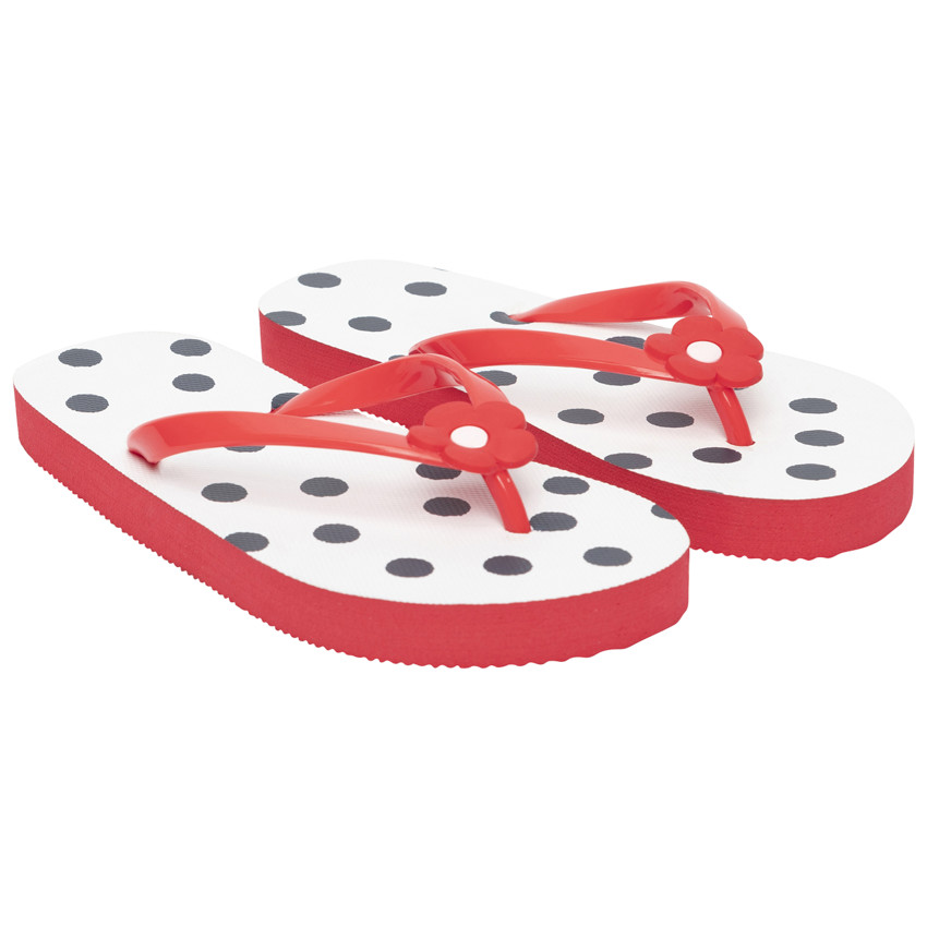 Tongs imprimé pois à badge fleur pour fille avec lanière selon l Tongs imprimé pois à badge fleur pour fille avec lanière selon l