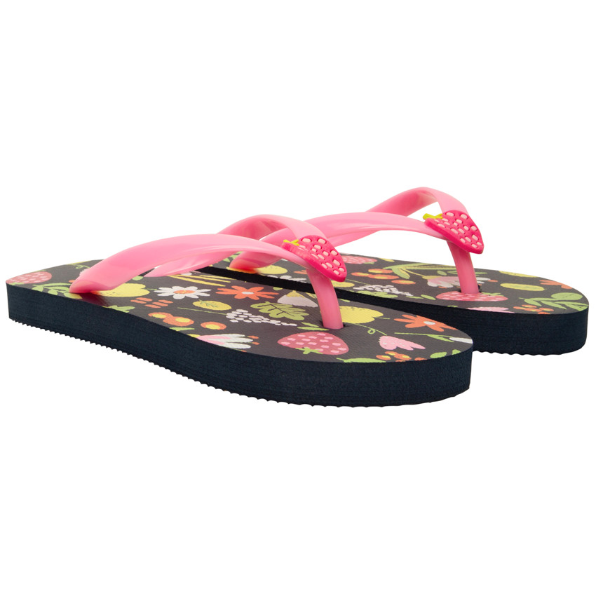Sandalias con estampado de frutas y detalle de fresa para niña con tira ajustable 