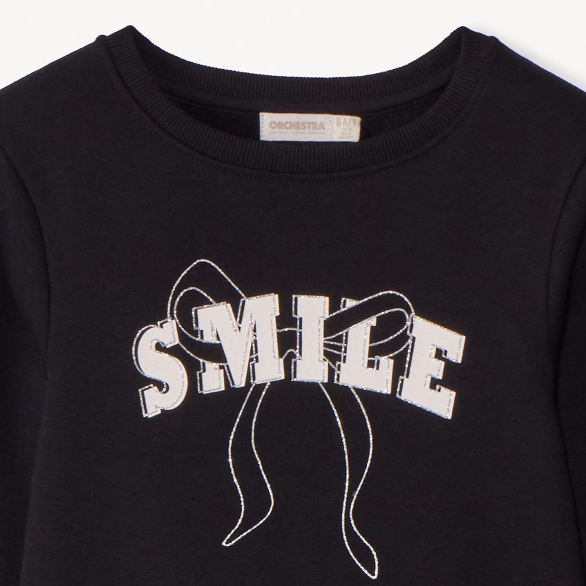 Sudadera de felpa lisa con estampado brillante para niña 