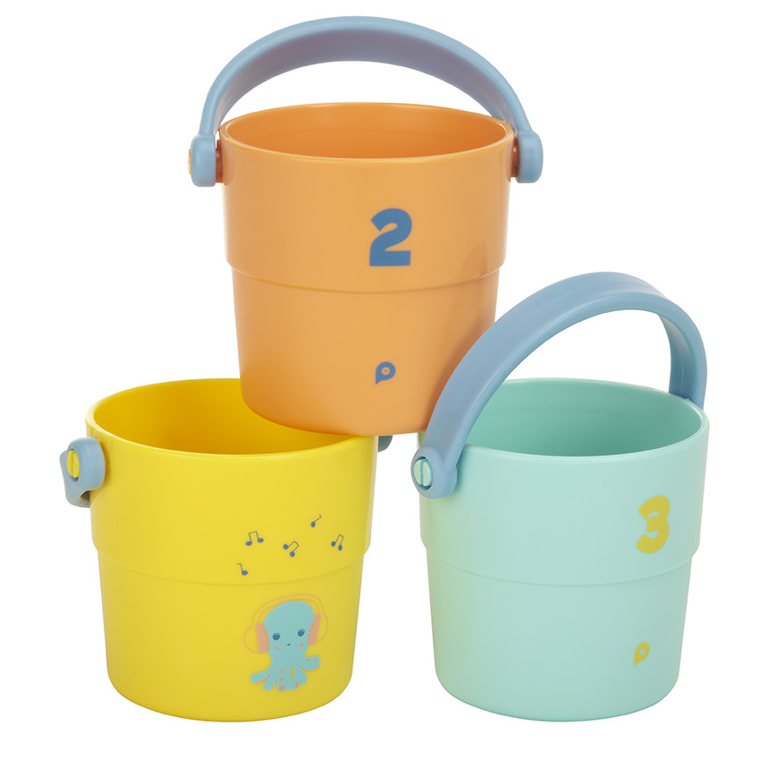 Lote de 3 cubos de baño perforados apilables 