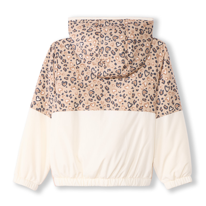 Cortavientos retro con estampado de corazones estilo leopardo niña 