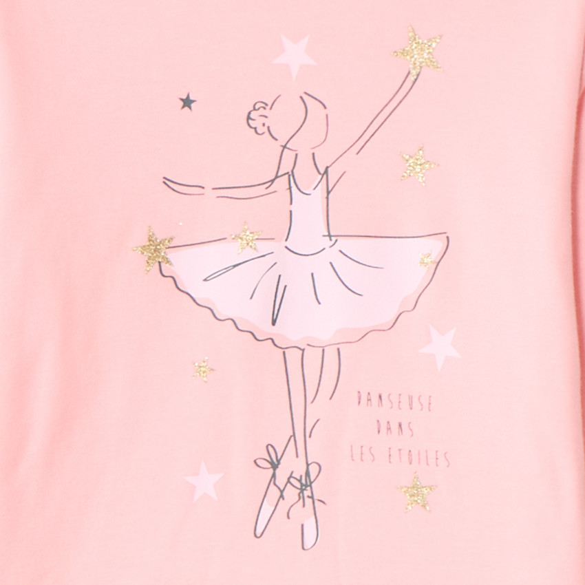 Conjunto pijama para niña con estampado de bailarina clásica 