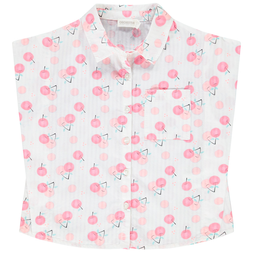 Camisa de manga corta con estampado de cerezas para niña 
