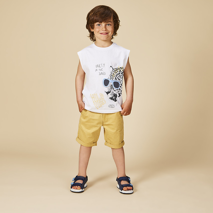 Bermudas lisas de tela fantasía para niño 