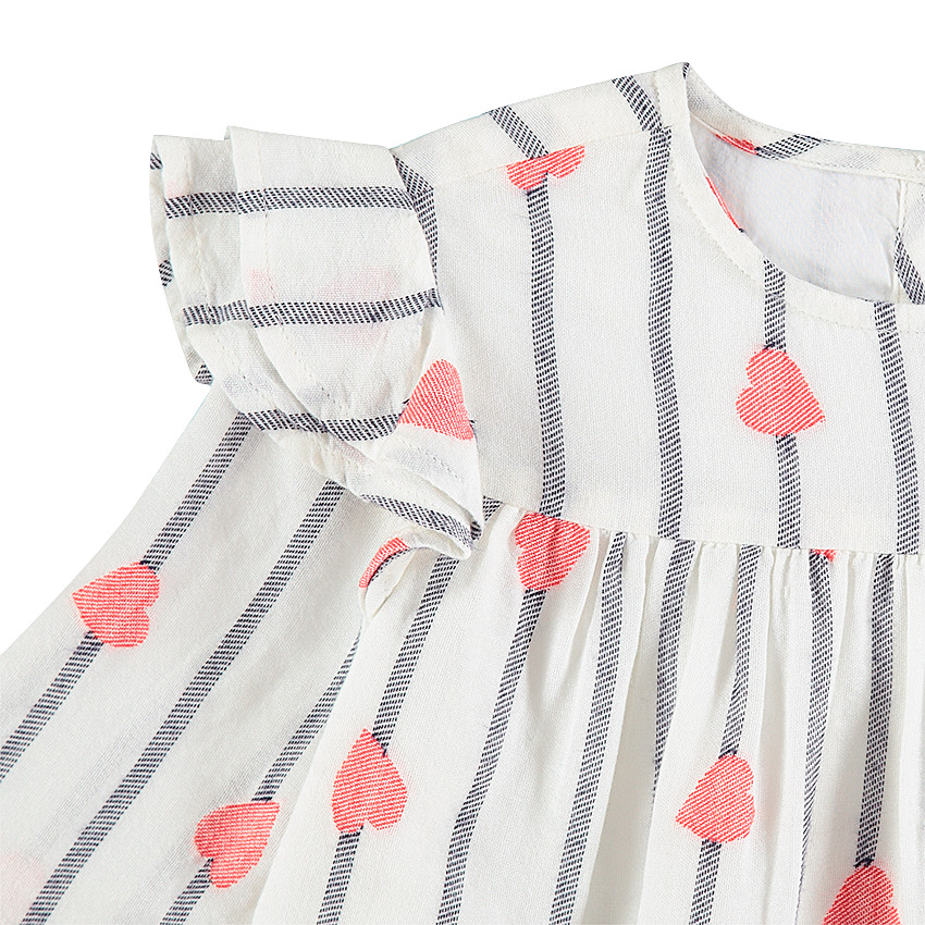 Túnica de manga larga con corazones y rayas all over 