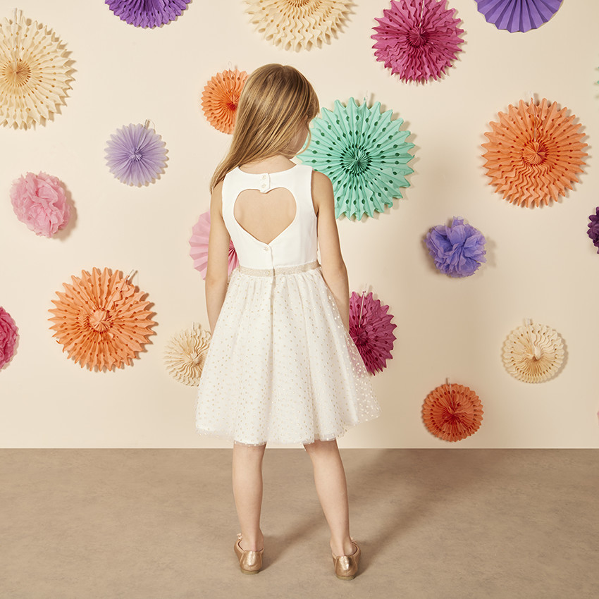 Vestido de ceremonia en crêpe y tul para niña 