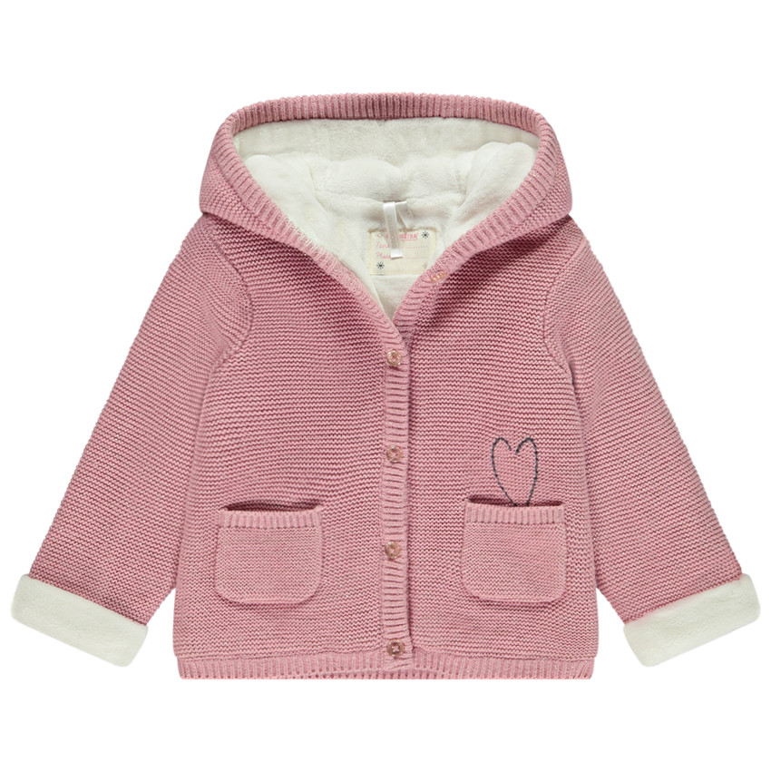 Chaqueta de punto con bordado de corazón para bebé niña 