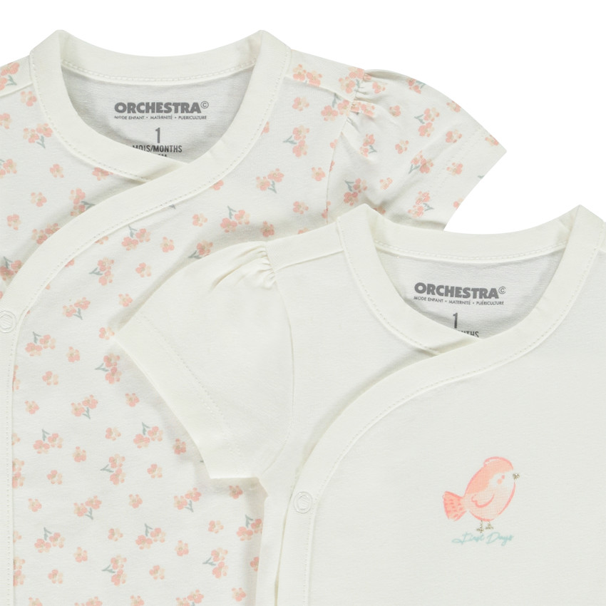 Lote de 2 bodies de manga corta fantasía para bebé niña 