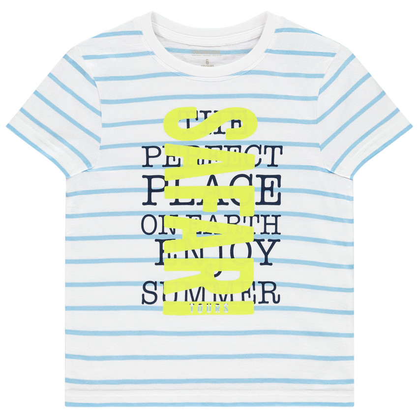 T-shirt manches courtes rayé print fluo pour garçon  Additional T-shirt manches courtes rayé print fluo pour garçon