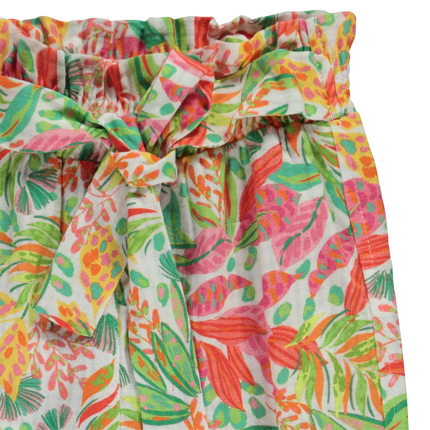 Pantalón fluido para anudar estampado vegetal para niña 