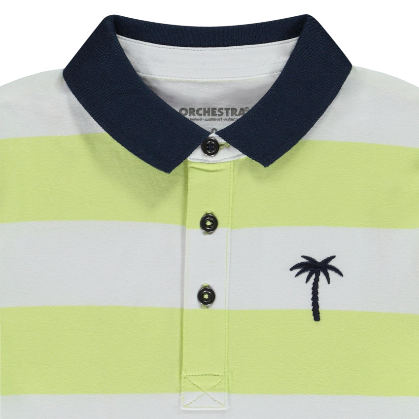 Polo de manga corta rayas con bordado de palmera para niño 