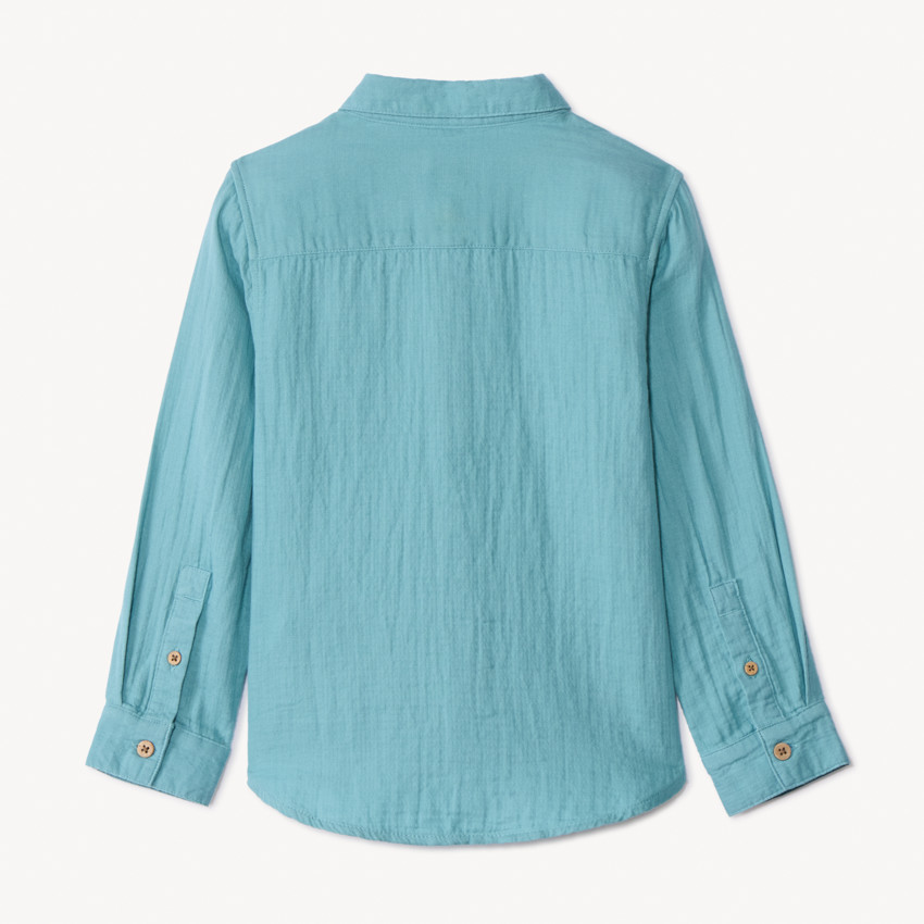 Camisa de manga larga lisa con bolsillo para niño 