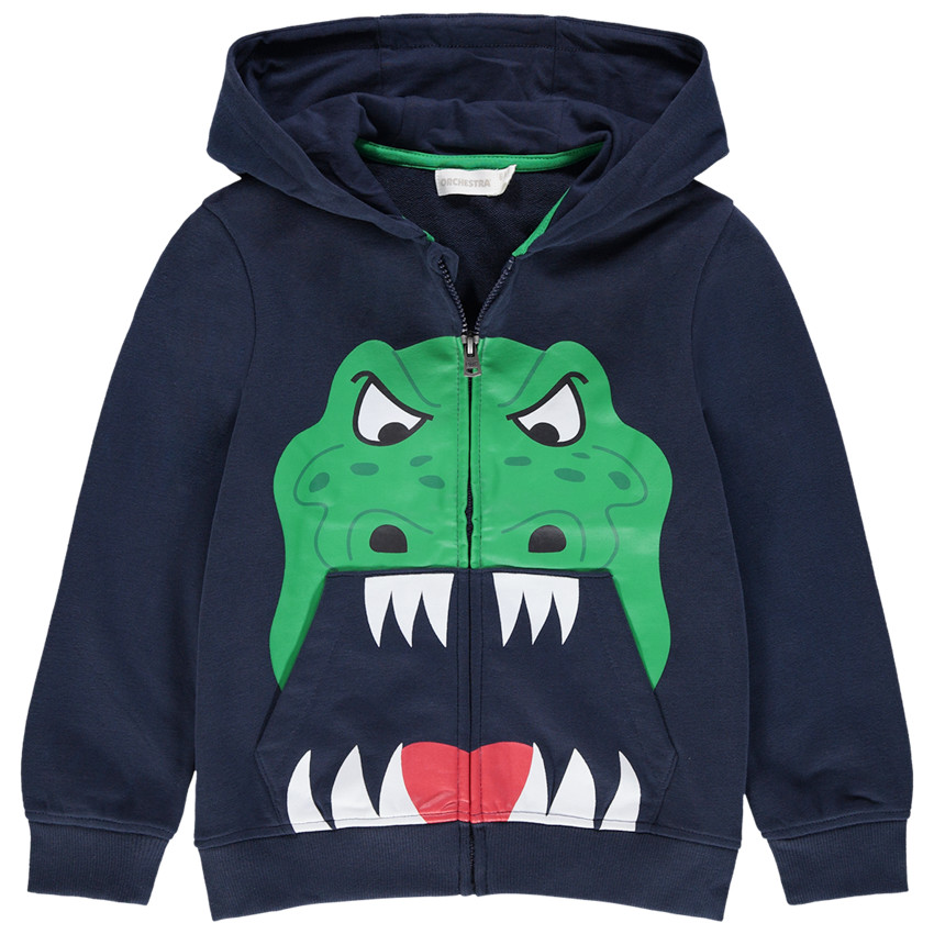 Chaqueta con capucha con cremallera y estampado de dinosaurio 
