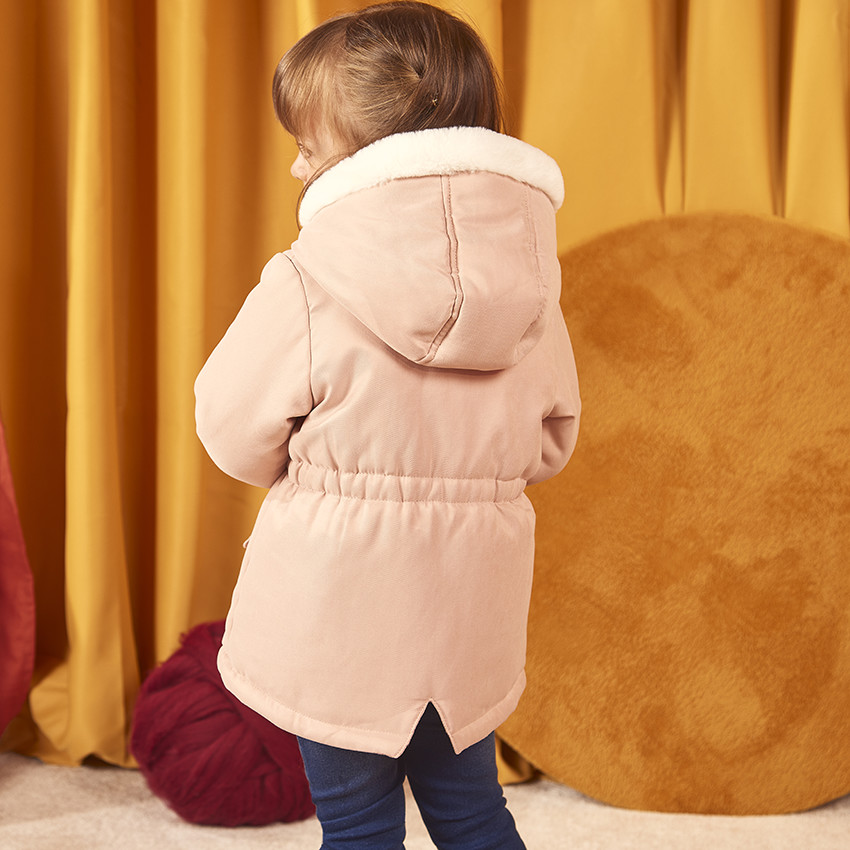 Parka 2 en 1 con forro de piel sintética para bebé niña 