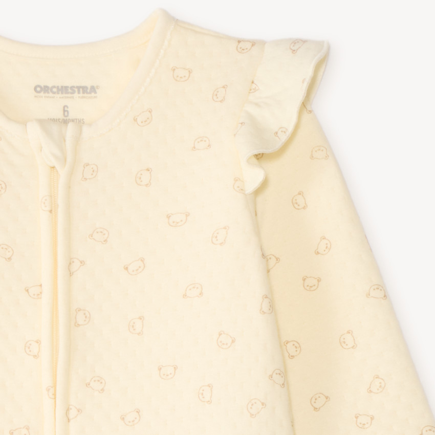 Monosuit de red con estampado de osito para niña. 