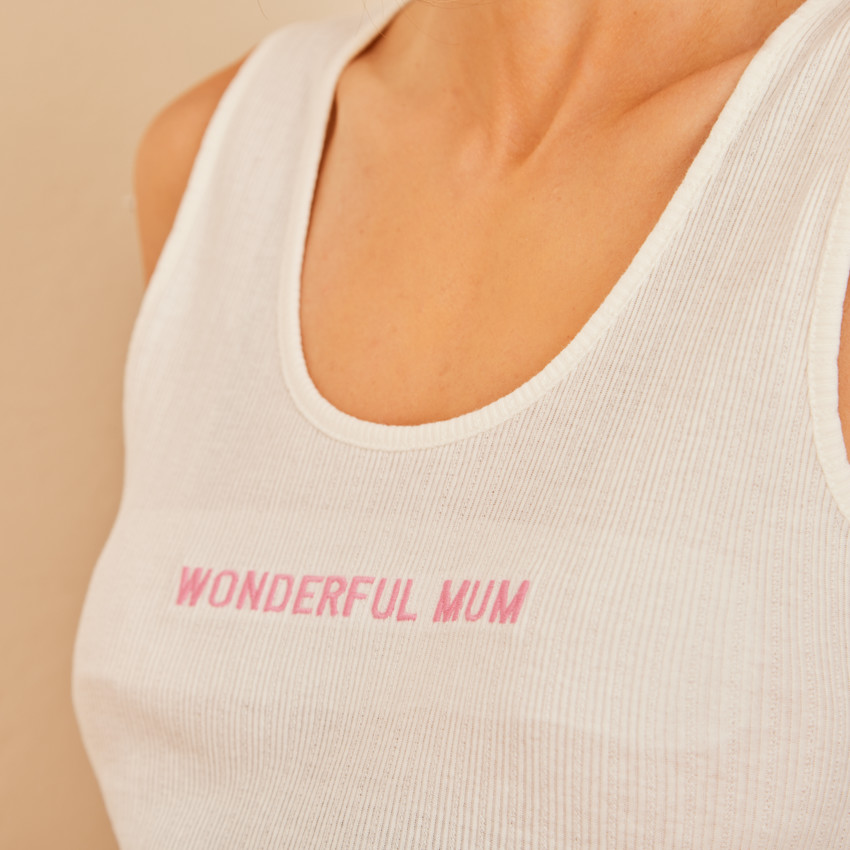 Camiseta sin mangas de embarazo y lactancia efecto acanalado 