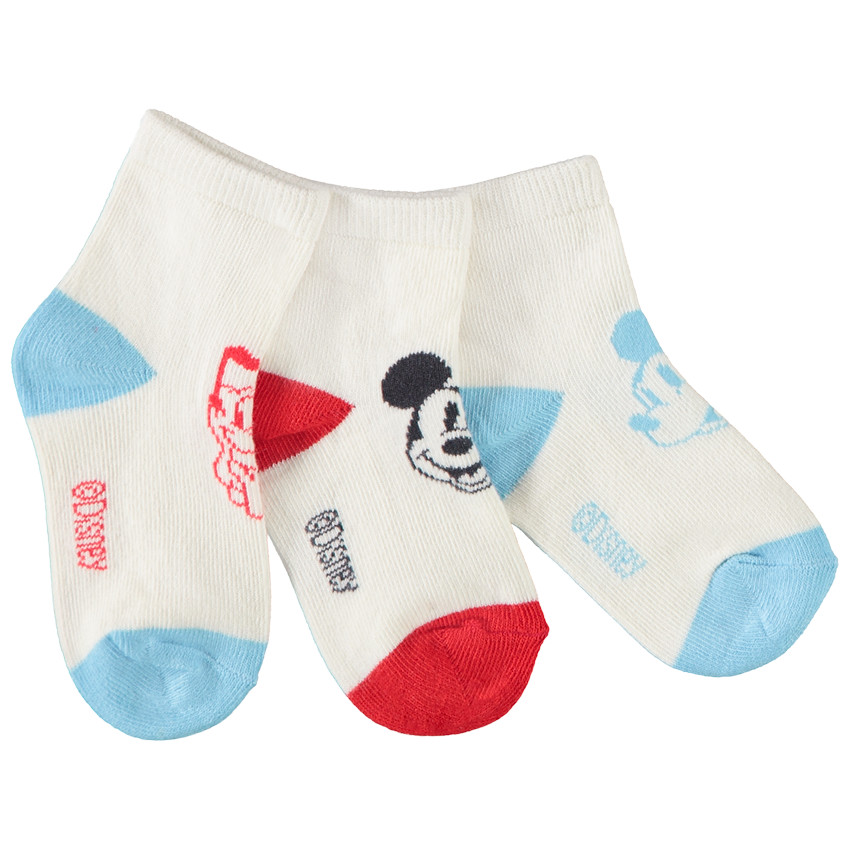 Pack de 3 pares de calcetines cortos Mickey Disney para bebé niño 