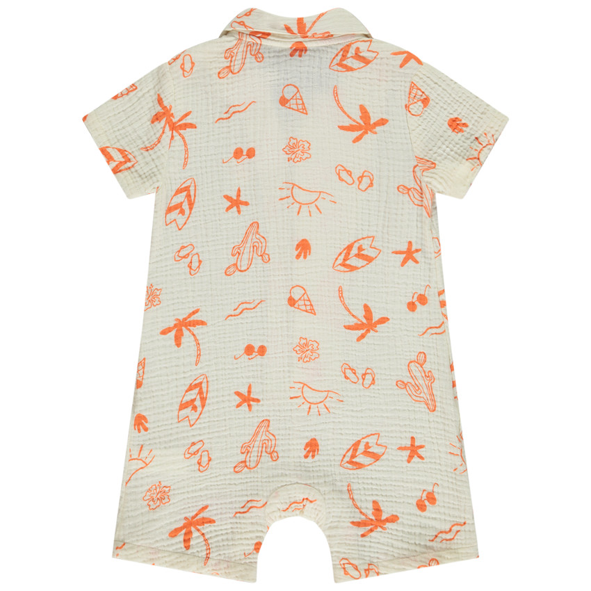 Combinaison corta en tetra estampado vacaciones para bebé niño 