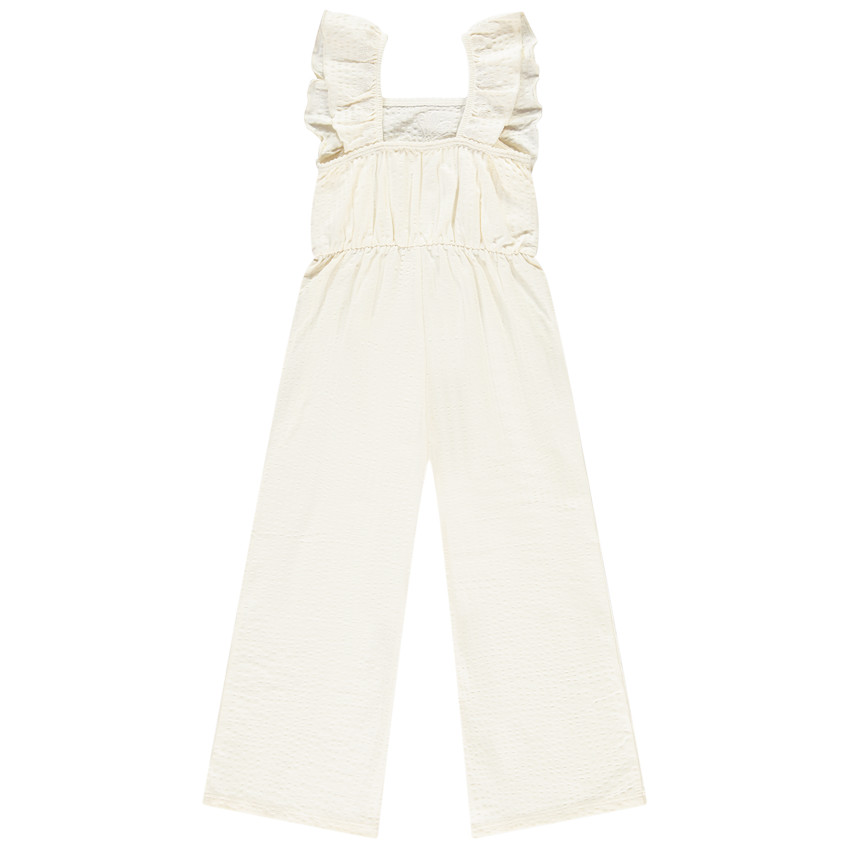 Mono largo con volantes y bordado para niña 