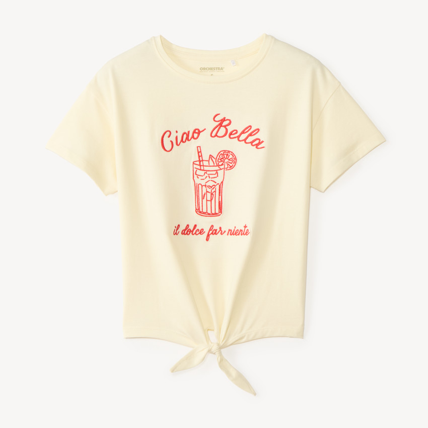 Camiseta de manga corta anudada para niña 