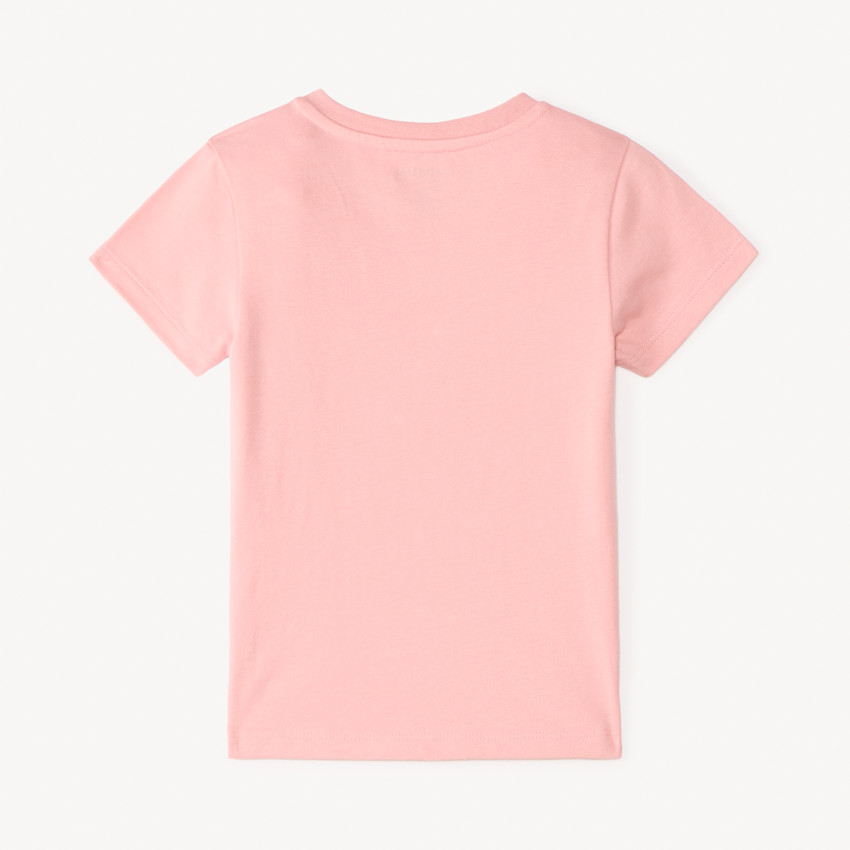 Camiseta de manga corta con bordado de corazón para niña. 