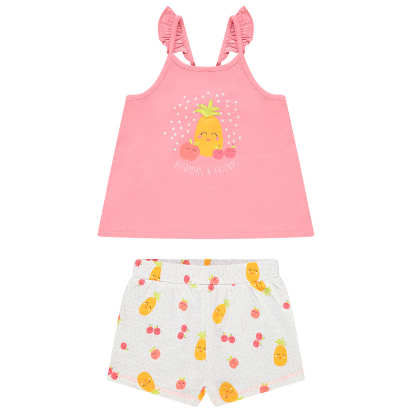 Conjunto camiseta de tirantes y short estampado frutas 