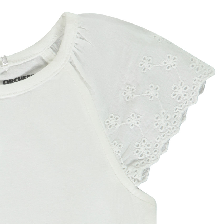 Camiseta manga corta en bordado ingles para bebe nina Orchestra