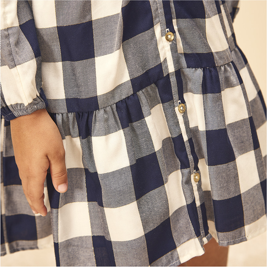 Robe chemise à carreaux en lyocell pour fille 