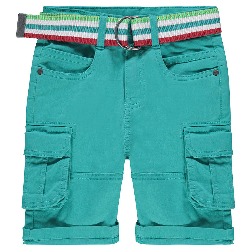 Bermudas cargo con bolsillos y cunturón desmontable a rayas 