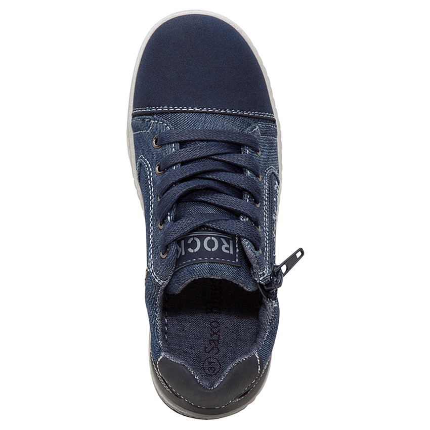 Zapatillas bajas de tela con efecto vaquero y abertura con cremallera 