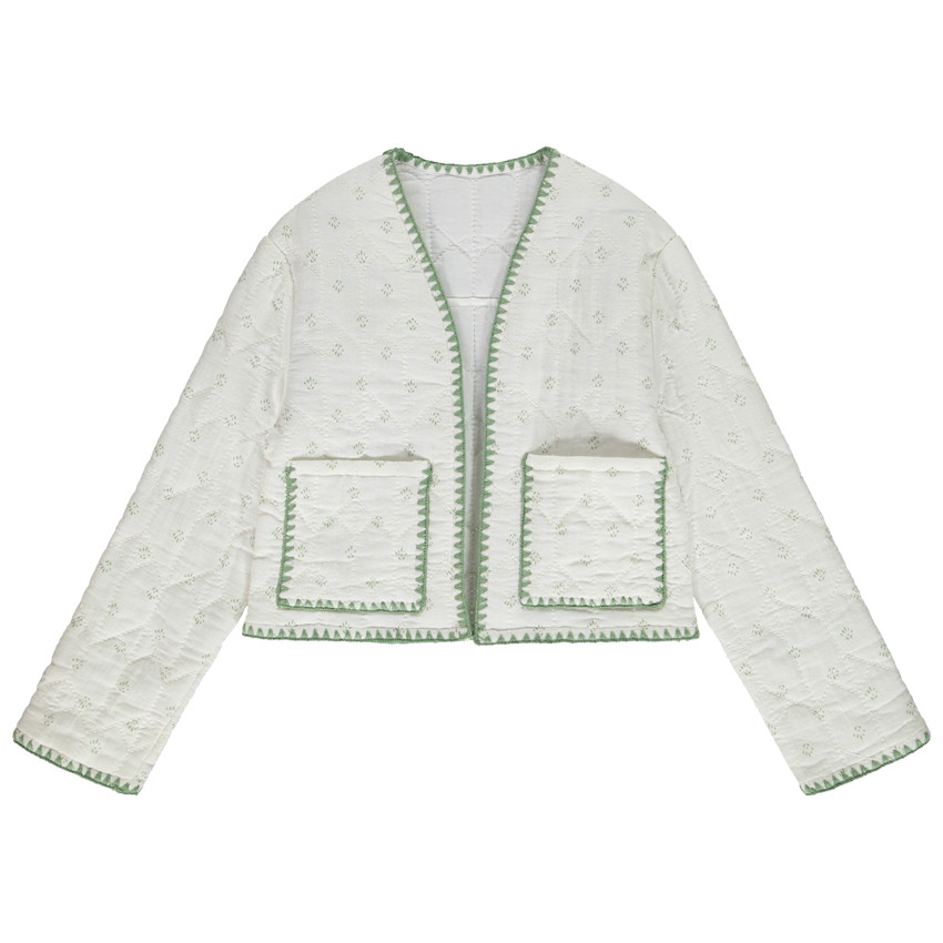 Chaqueta acolchada y estampada con pespuntes para nina