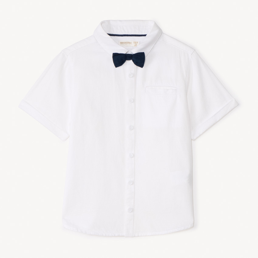 Camisa de ceremonia de manga corta + pajarita para niño 