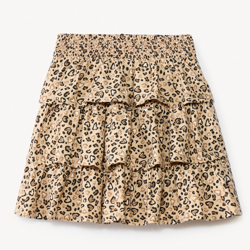 Falda corta con volantes estampado leopardo niña 