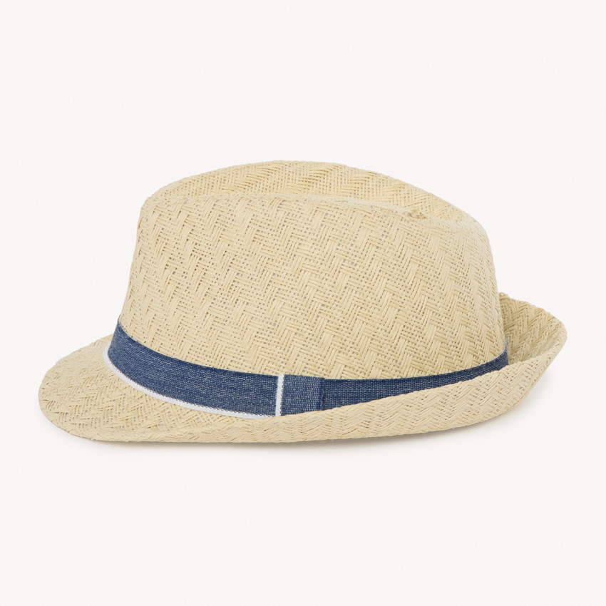 Sombrero trilby de paja con cinta para bebé niño 