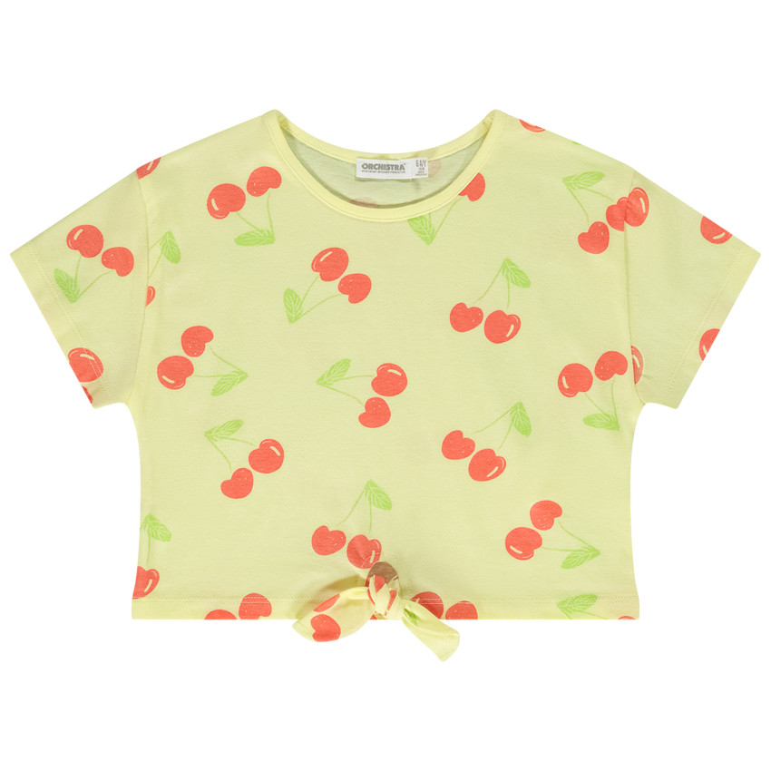 Crop top manches courtes imprimé fruits pour fille 