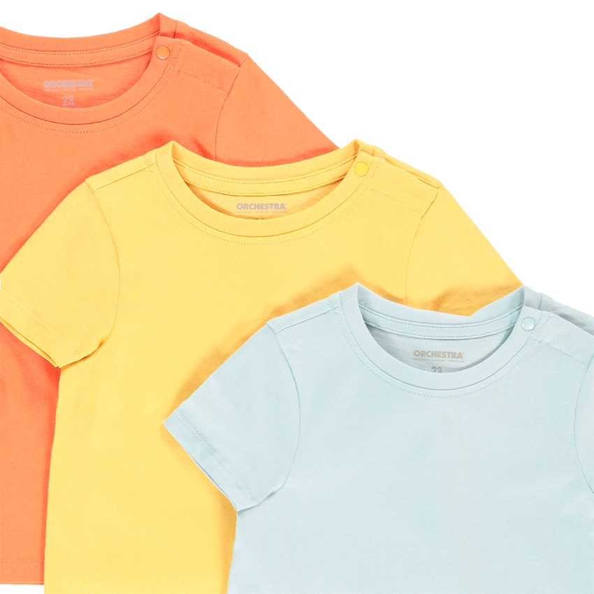Pack de 3 camisetas de algodón lisas para bebé niño 