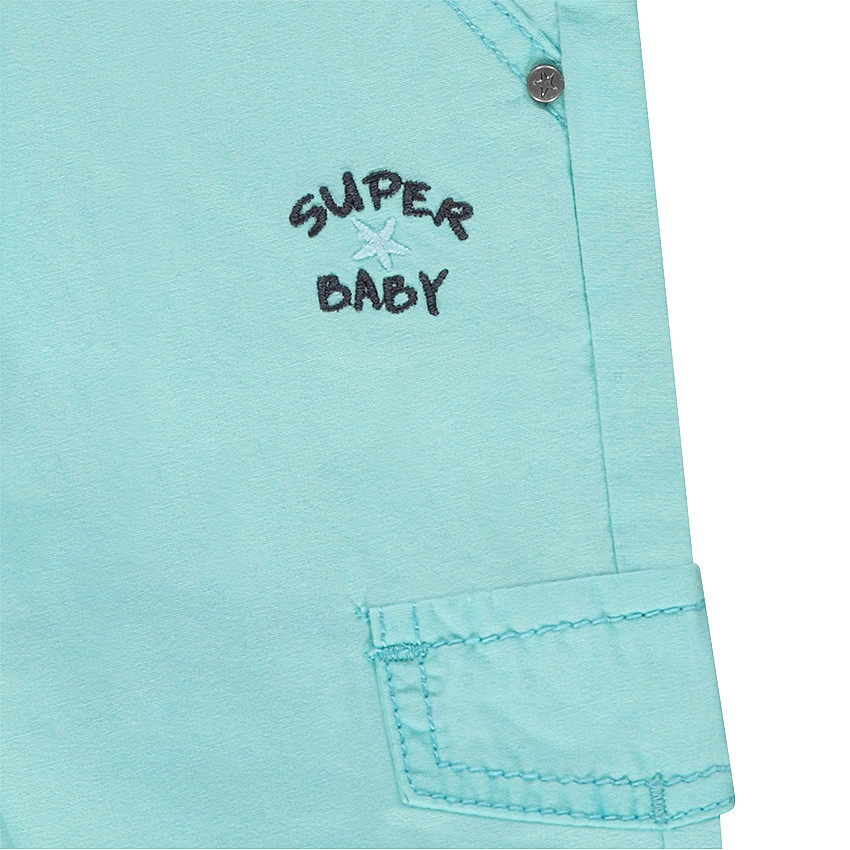 Bermudas de popelina de algodón teñido con bolsillos de fantasía 