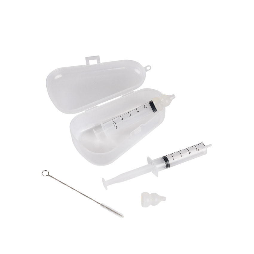 Set de succión para bebés 2 jeringas + cepillo + caja de almacenamiento 
