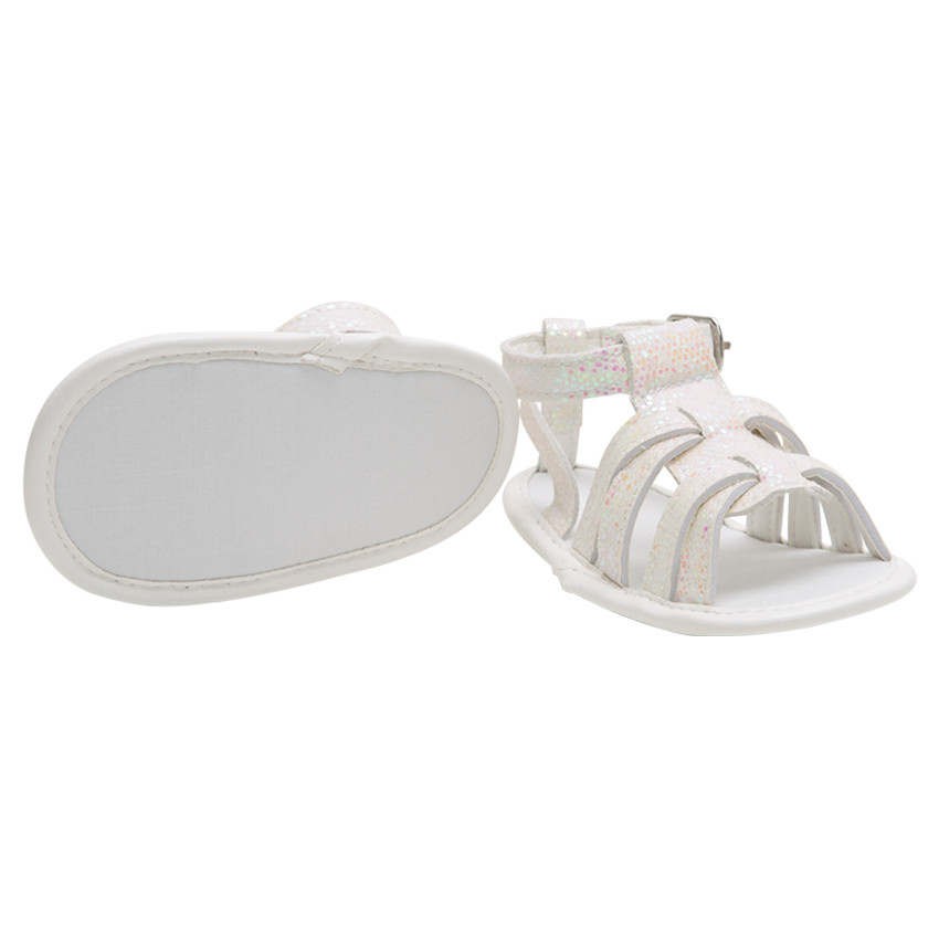 Sandalias suaves con purpurina iridiscente para bebé niña 