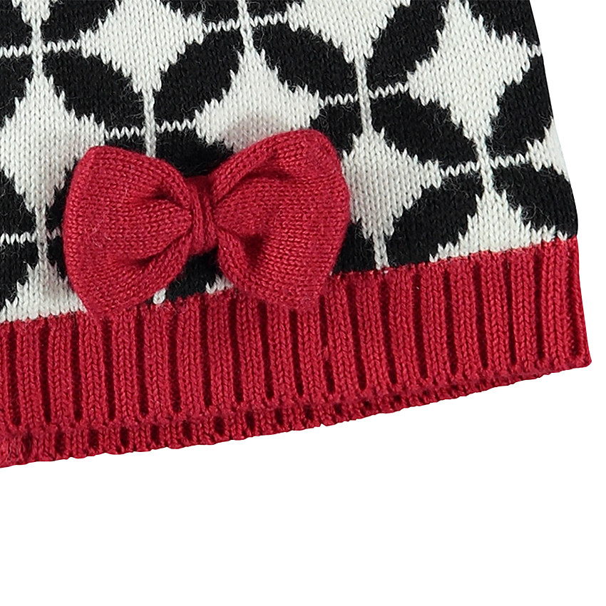 Vestido de punto con estampado de jacquard y lazo de fantasía 