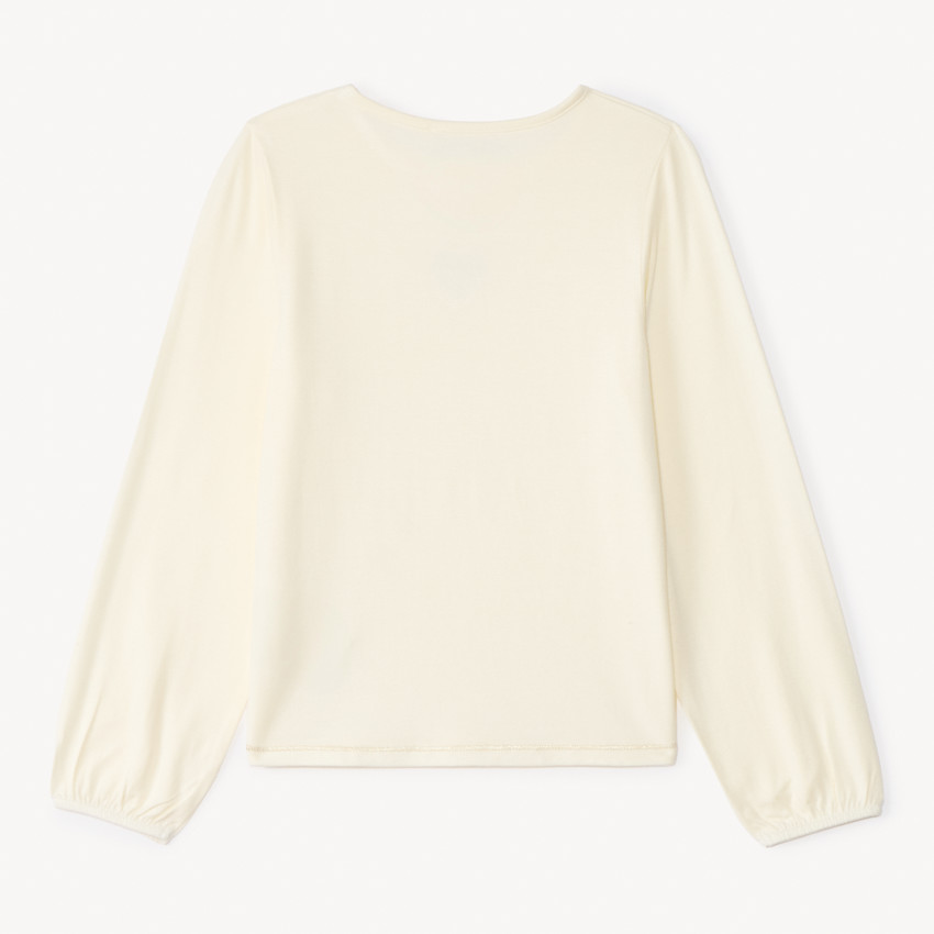 T-shirt manches longues à cœur en strass pour fille 