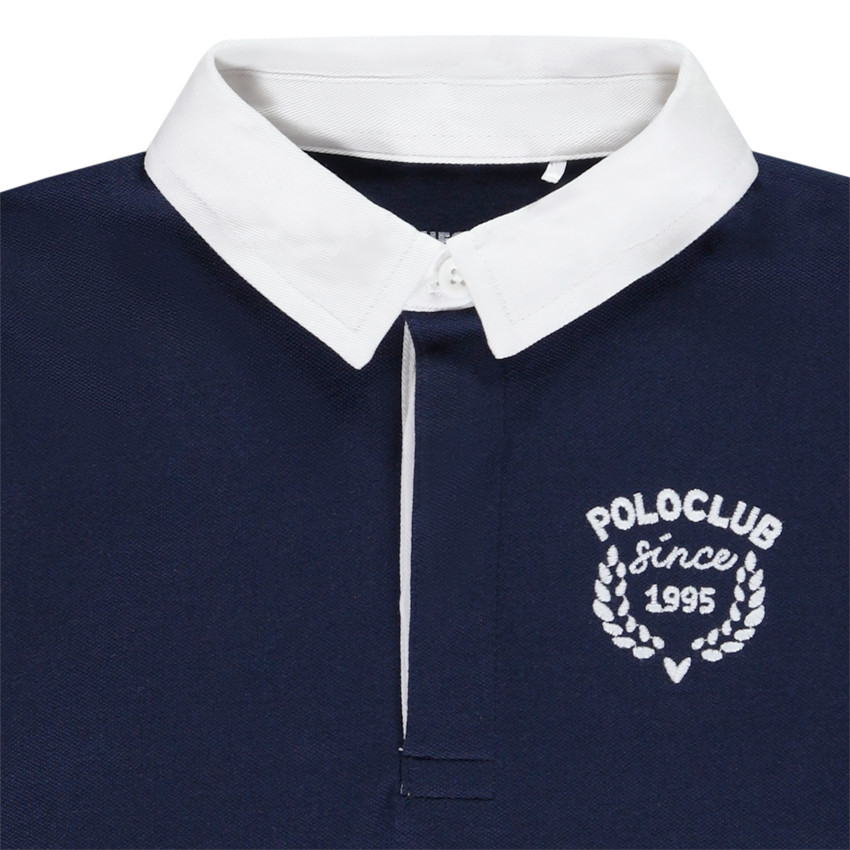 Polo de manga larga bicolor bordado para niño 