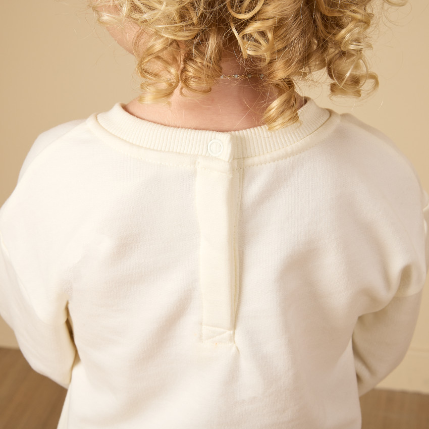 Vestido de manga larga en sarga y felpa efecto 2 en 1 para bebé niña 