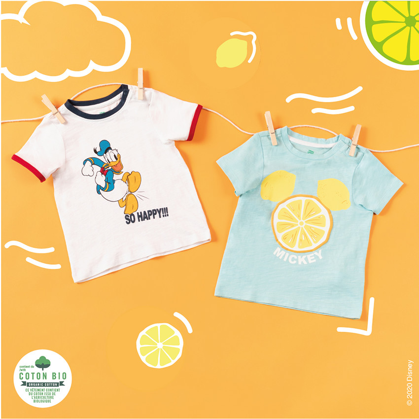 Camiseta de manga corta de algodón ecológico con estampado de Mickey y limones Disney 