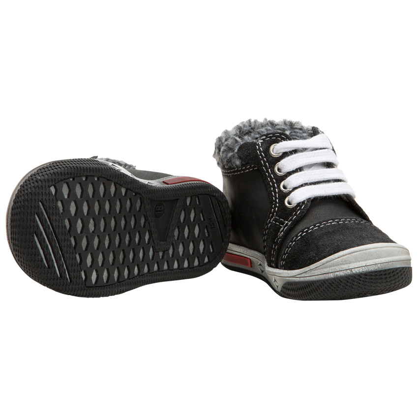 Botines efecto cuero con cordones y cuello de pelo falso 