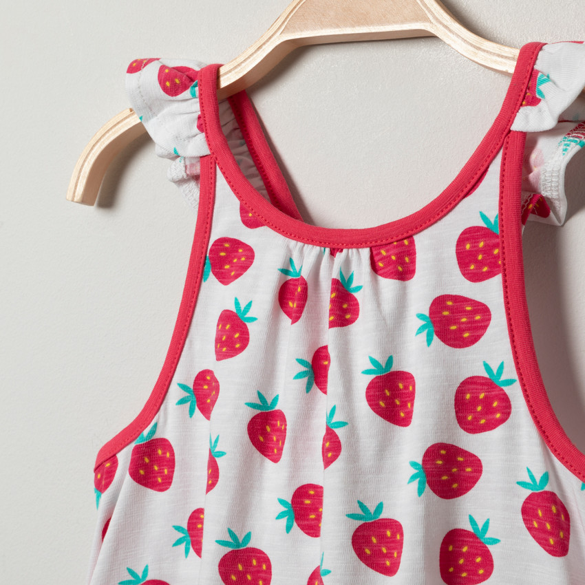 Vestido impreso con tirantes con volante para bebé niña 