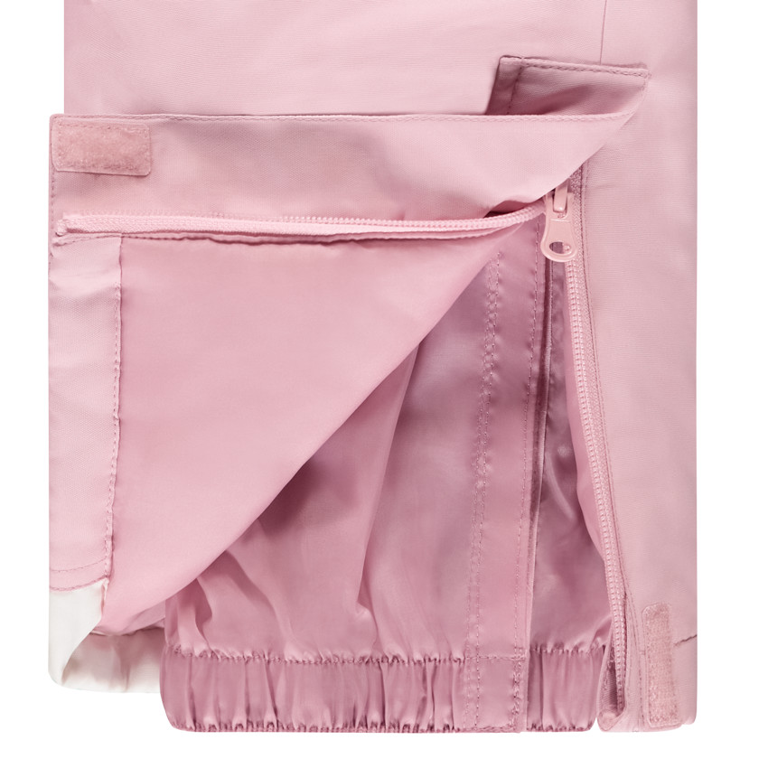 Pantalón de esquí liso rosa con tirantes para niña 