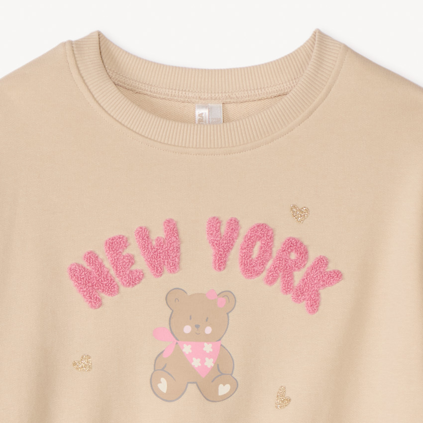 Sudadera de felpa oversize con parches de bucle para bebé niña 