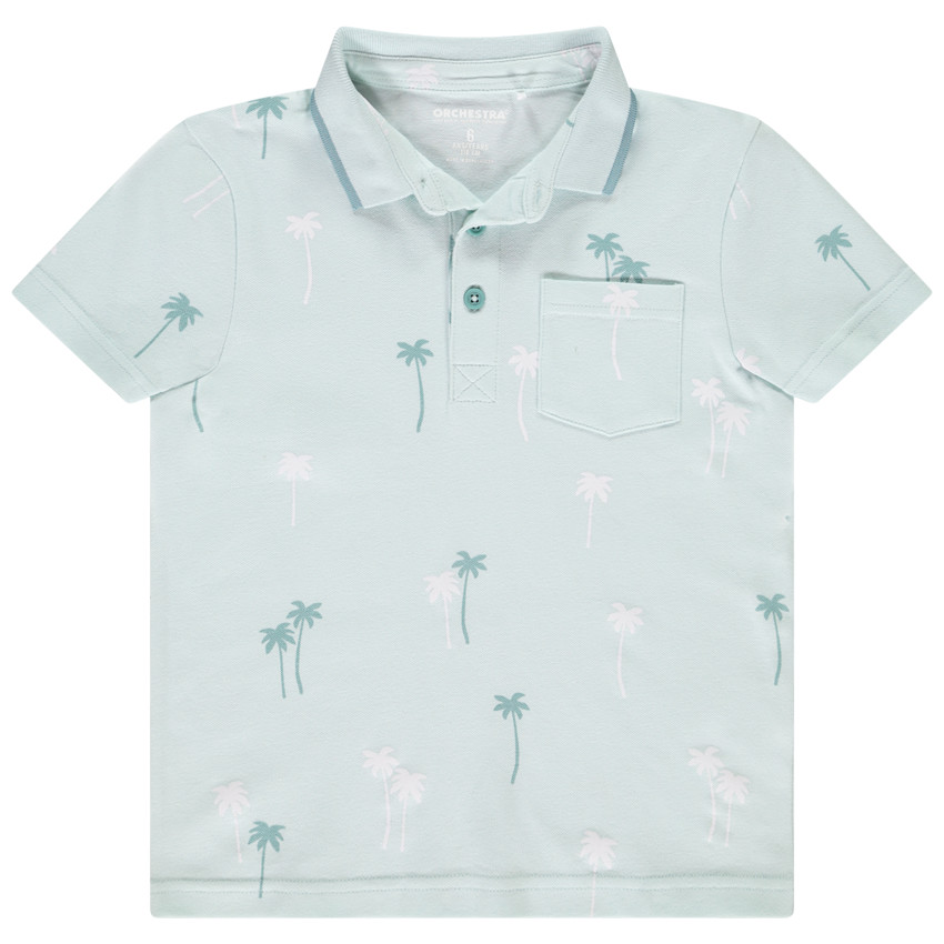 Polo de manga corta estampado de palmeras para niño 