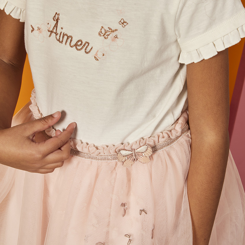 Camiseta de manga corta con bordado dorado para niña  Additional Camiseta de manga corta con bordado dorado para niña